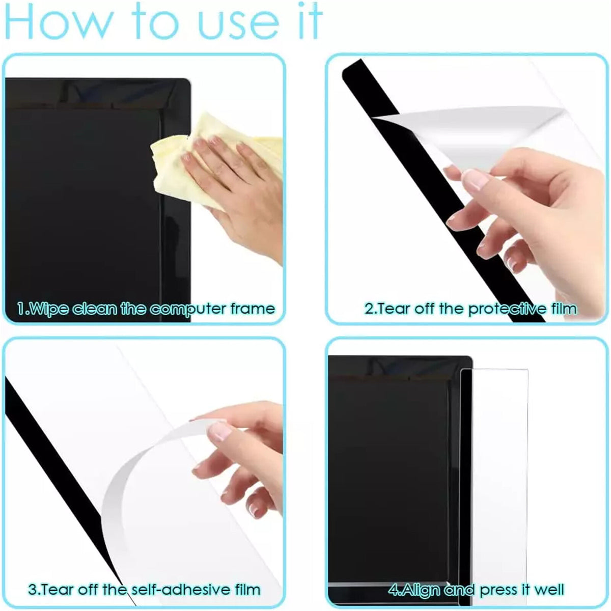 4pcs Acrylic Computer Monitor Right Side Memo Board, for Sticking Notes, Memos