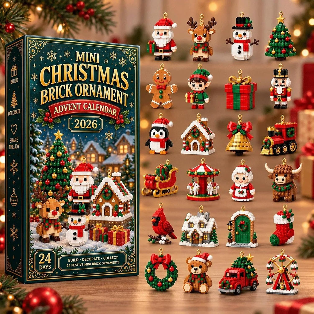Mini Christmas Brick Ornament Advent Calendar 24 Day Unique Buildable Holiday OD