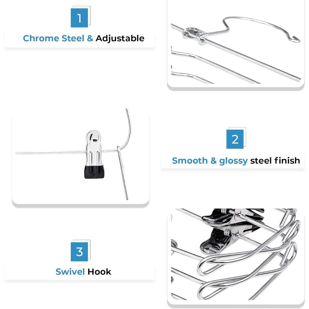 2 Pack 6 Tier Skirt and Pant Hangers with Clips - Space Saving Multi Hangers for Closet Storage