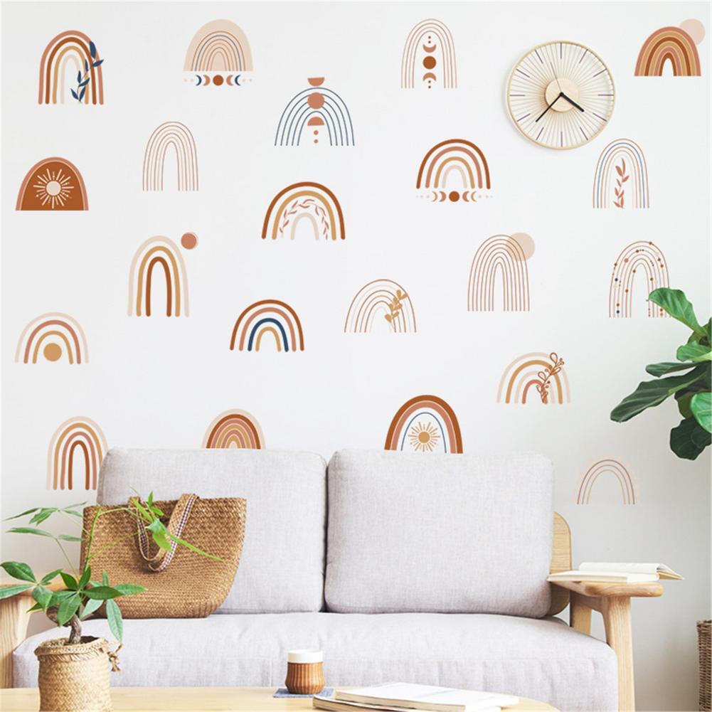 Boho Rainbow Wall Decals for Nursery and Kids Bedroom – Removable Vinyl Wall Stickers