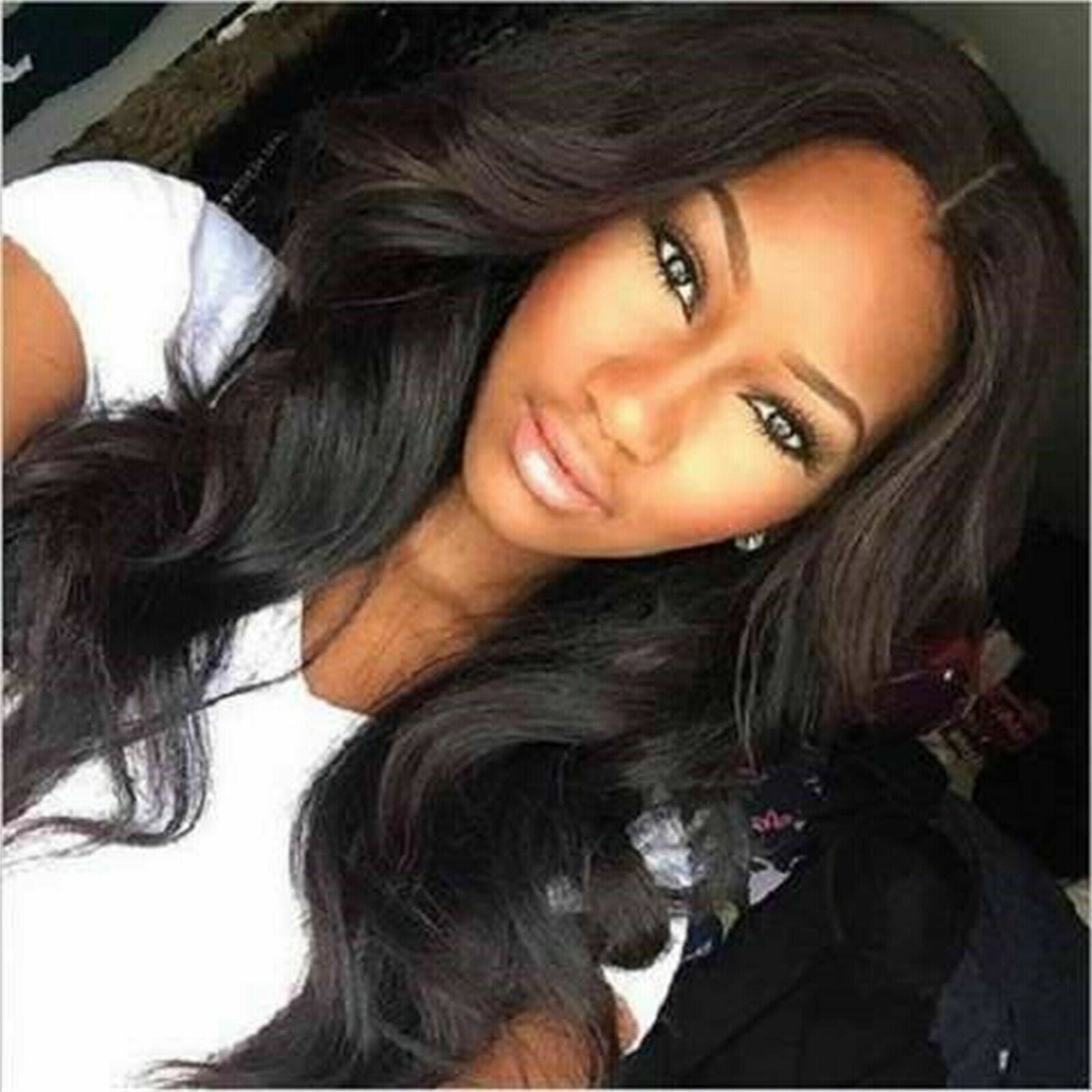 Women’s 68cm Long Wavy Curly Synthetic Wig with Hair Net | Black Cosplay Full Wig