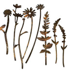10PCS Metal Wildflower Art Silhouette Garden Stakes - Rustic Flower Garden Decor