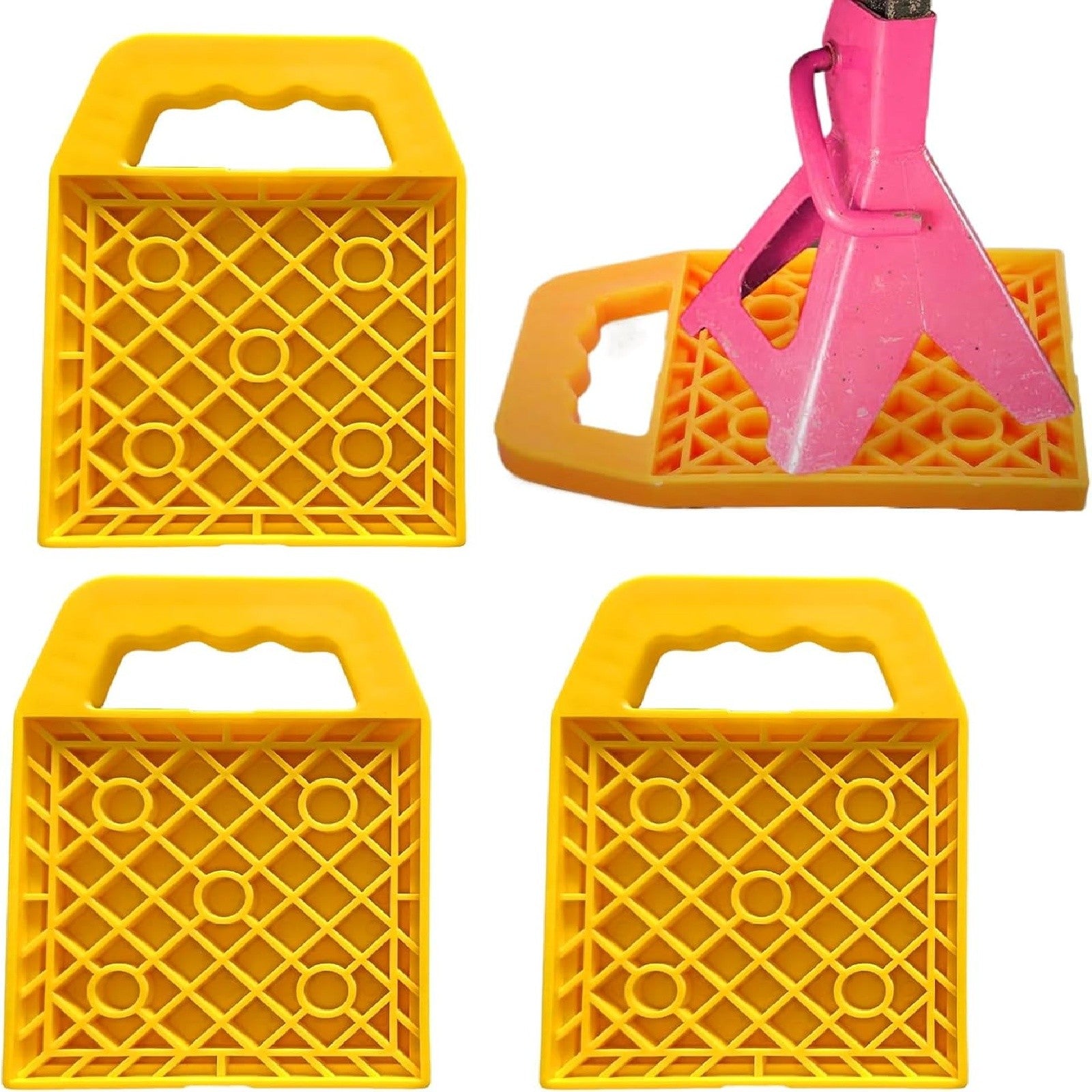 4PCS RV Stabilizer Jack Leg Pads - Caravan Awning Leg Support Level Pads Yellow