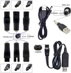 Universal Hair Clipper Charger Cable – Razor Power Cord with 6 Charging Heads & 2 Adapters