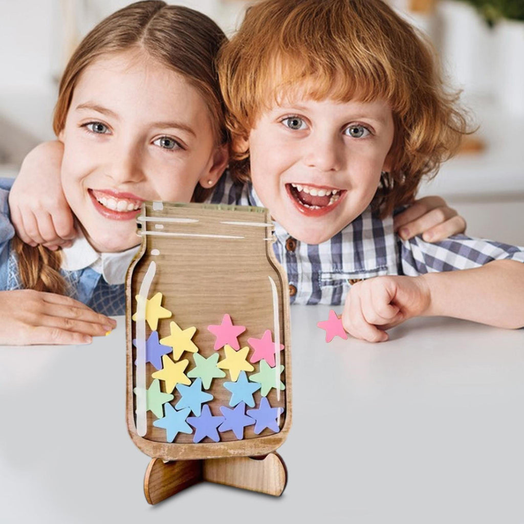Wooden Star Reward Jar Classroom Behaviour Reward System with 25 Stars