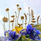 10PCS Metal Wildflower Art Silhouette Garden Stakes - Rustic Flower Garden Decor