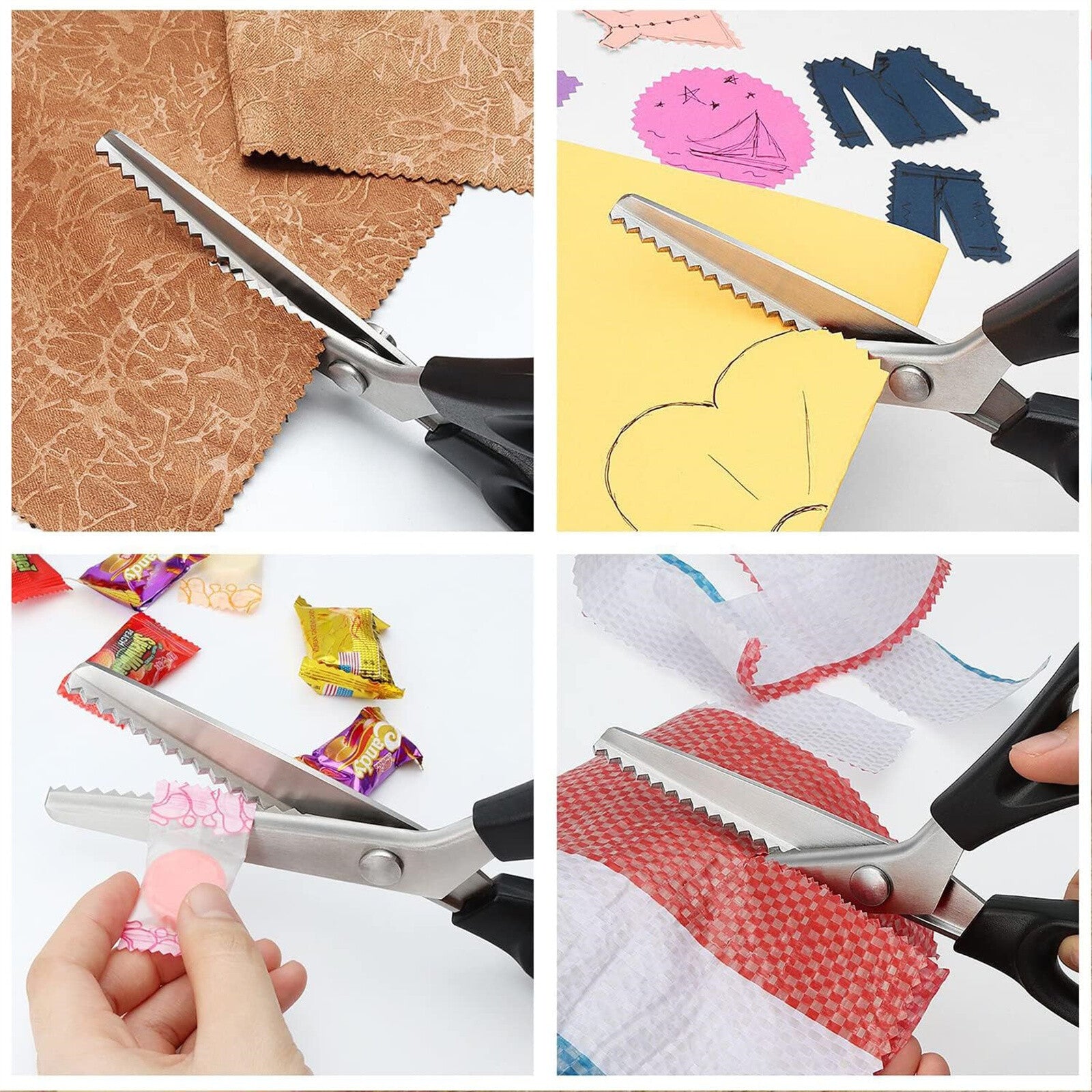 2PCS Zig Zag Pinking Shears – Serrated Fabric Scissors for Sewing Dressmaking Crafts