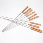 120pcs Stainless Steel BBQ Skewers 31cm | Flat Metal Kebab Sticks with Wooden Handle