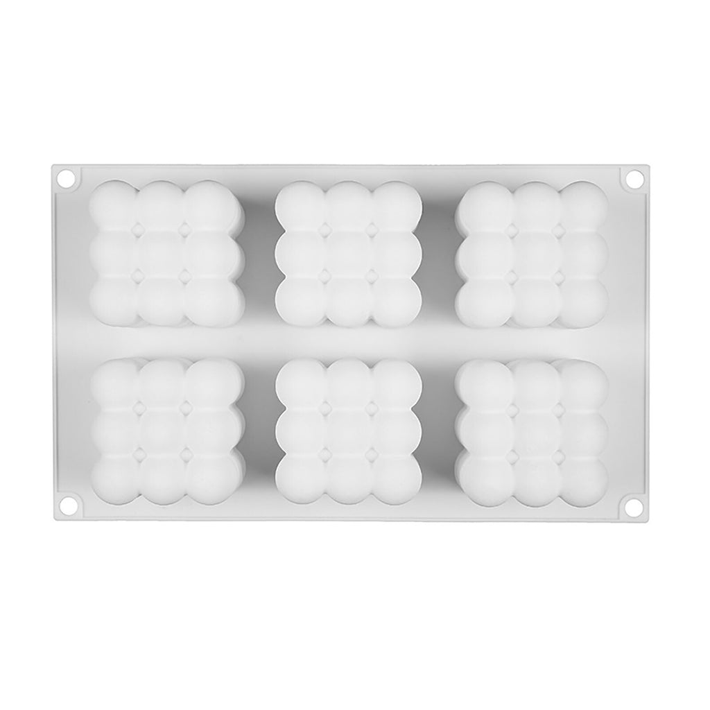 6-Cavity 3D Cube Silicone Mold – Bubble Candle Soap Chocolate Cake DIY Craft Mould