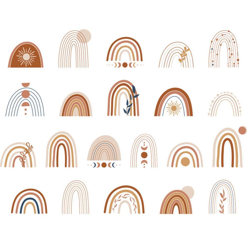 Boho Rainbow Wall Decals for Nursery and Kids Bedroom – Removable Vinyl Wall Stickers