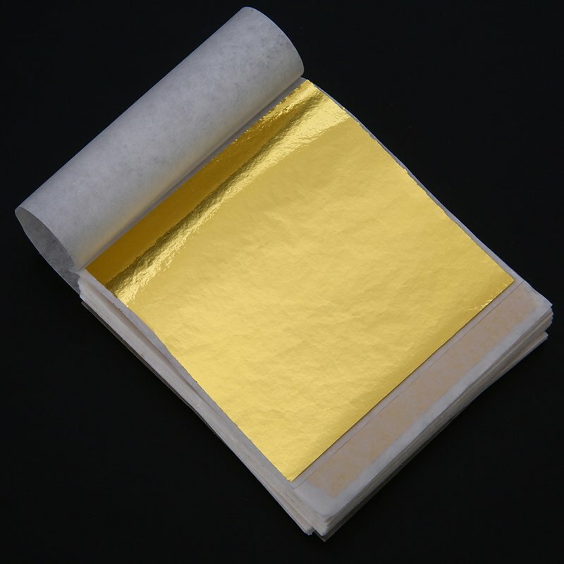 500PCS Imitation Leaf Foil Paper 14x14cm - Rose Gold Silver Gold Gilding Art Craft Sheets