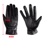 2 Pairs Mens PU Leather Touch Screen Gloves Black Full Finger Winter Gloves
