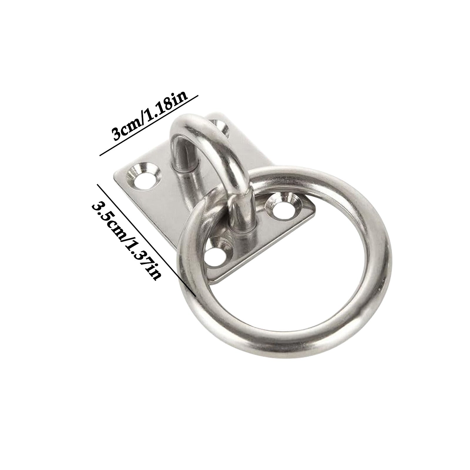 4PCS Stainless Steel 304 Pad Eye Plate Square Eyelet Marine Shade Sail Mounting Kit