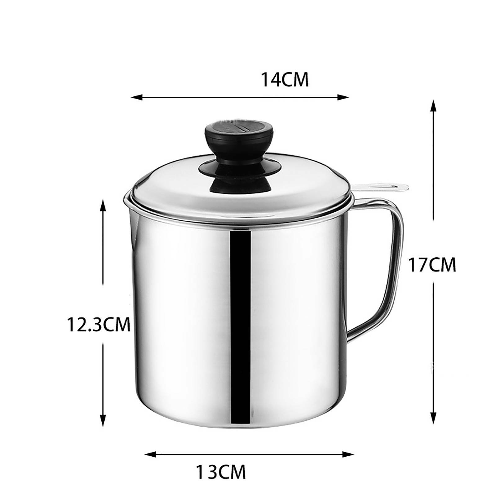 2PCS 1.8L Stainless Steel Oil Filter Pot Grease Strainer Oil Storage Container
