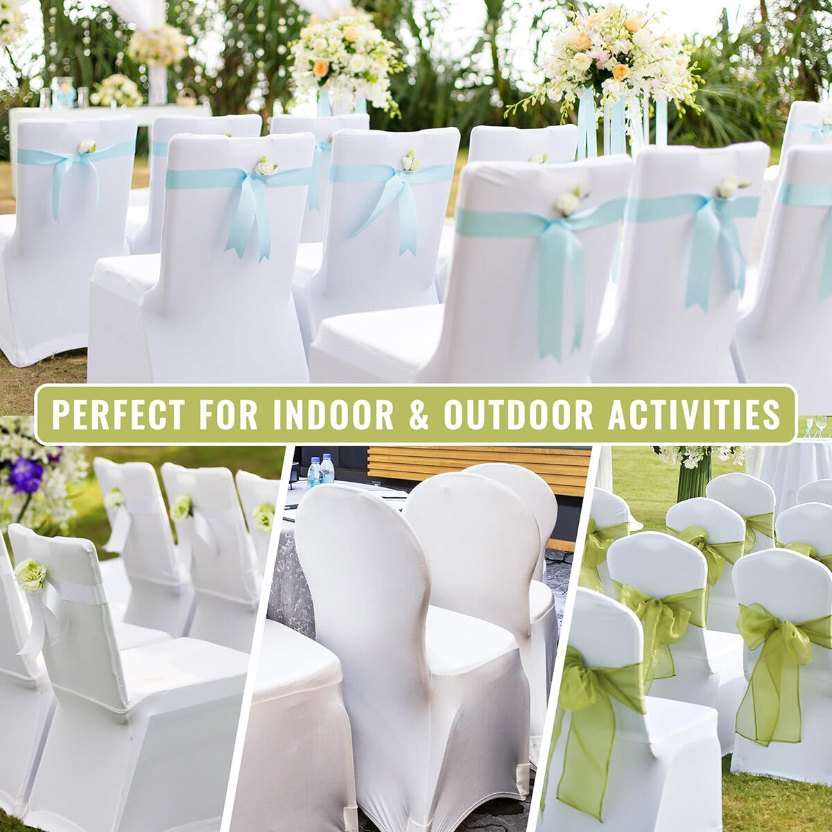 6 Pack Stretch Chair Covers – Spandex Full Seat Covers for Banquet, Wedding, Party and Events