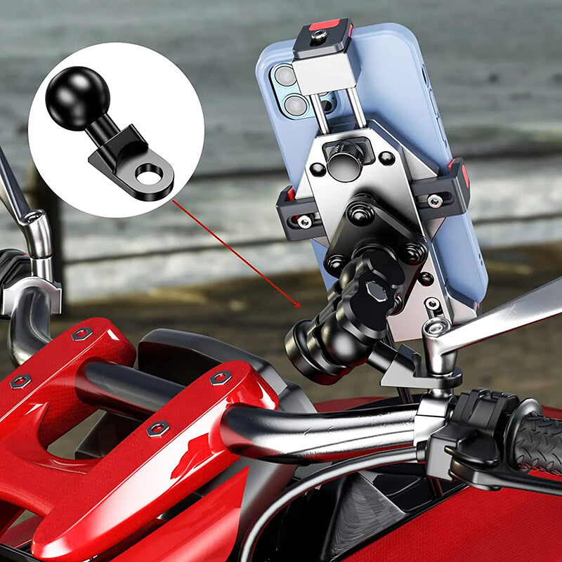 2pcs Motorcycle Mirror Mount Base 10mm | 1" Ball Adapter for GPS & Phone Holders