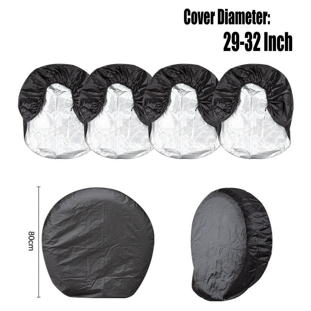 4PCS 29-32 Inch Tire Covers - Weatherproof Spare Wheel Covers for Camping Trailers and Trucks