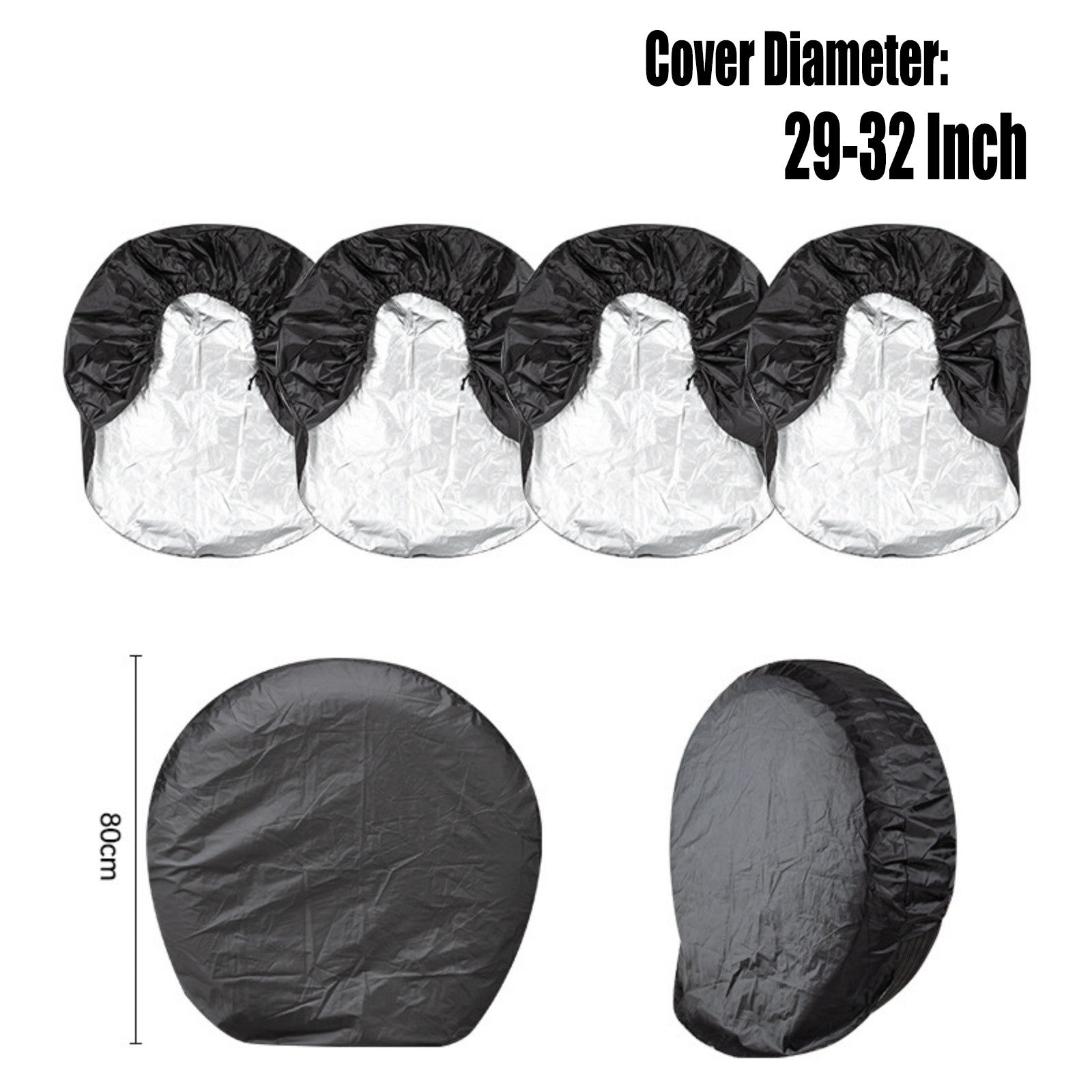 4PCS 29-32 Inch Tire Covers - Weatherproof Spare Wheel Covers for Camping Trailers and Trucks