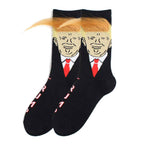 Trump 3D Hair Novelty Crew Socks – Funny Donald Trump Socks with Comb (1 or 2 Pair)