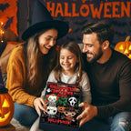 Family opening a Halloween advent calendar together