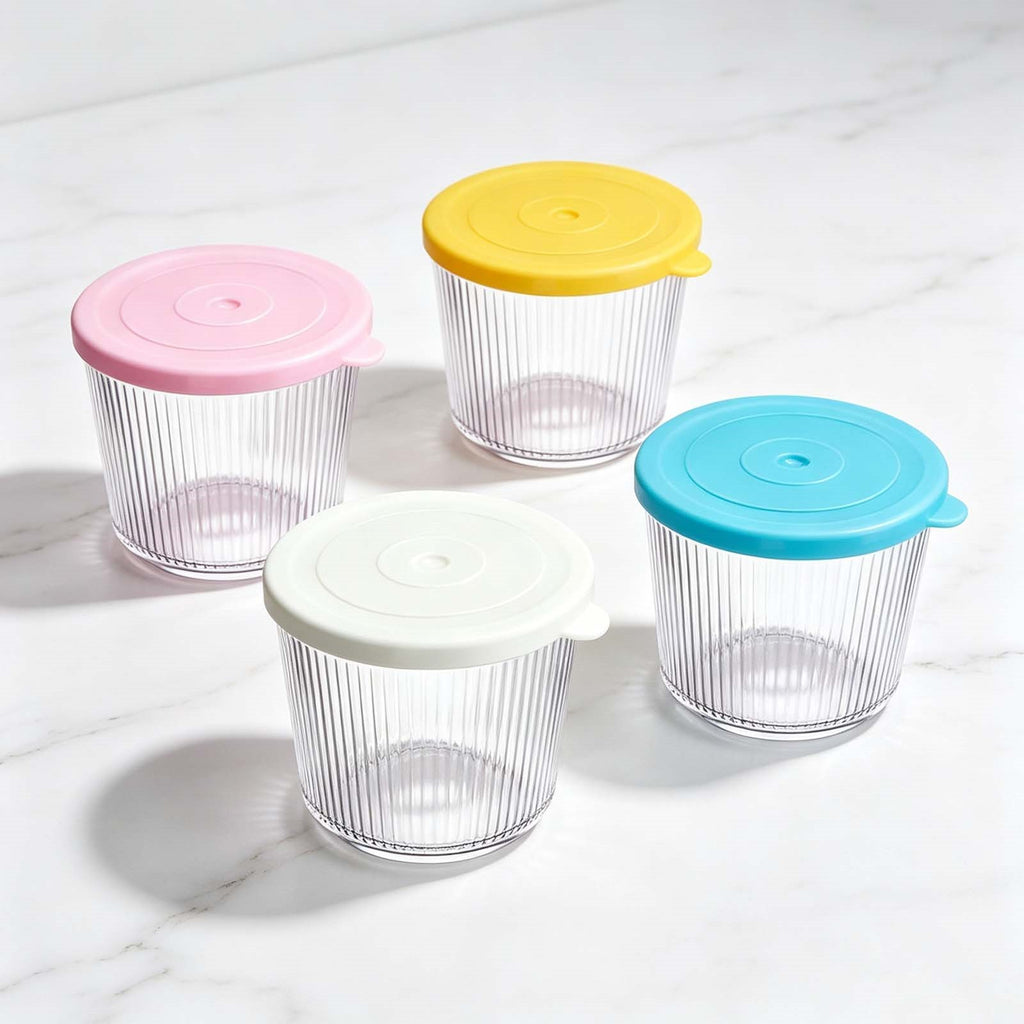 Glass jar with pink lid