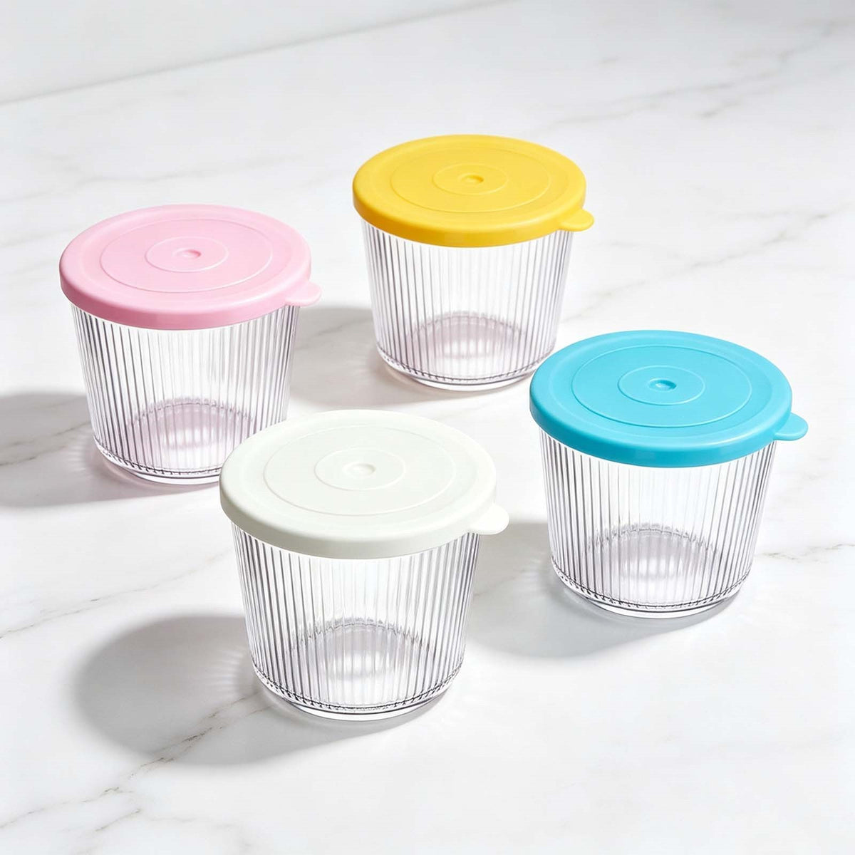 Glass jar with pink lid