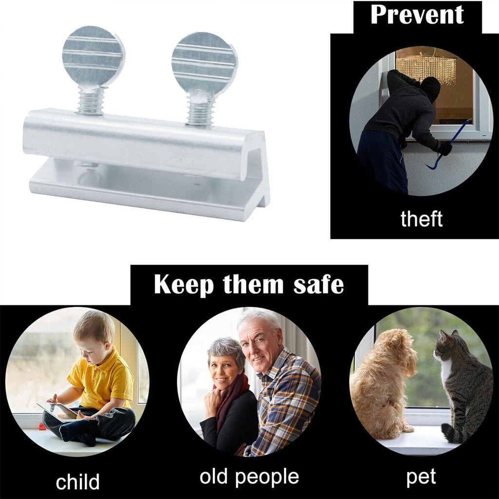 12 Pack Sliding Window Door Safety Locks - Aluminium Security Child Safety Stops Silver