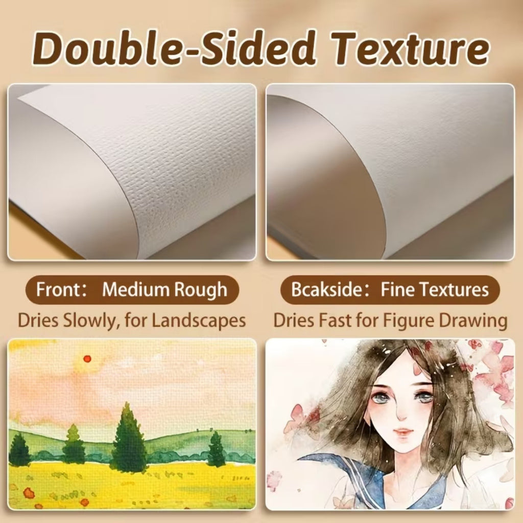 50 Sheets A4 Watercolour Paper 160GSM Cold Press Artist Painting Paper Pad