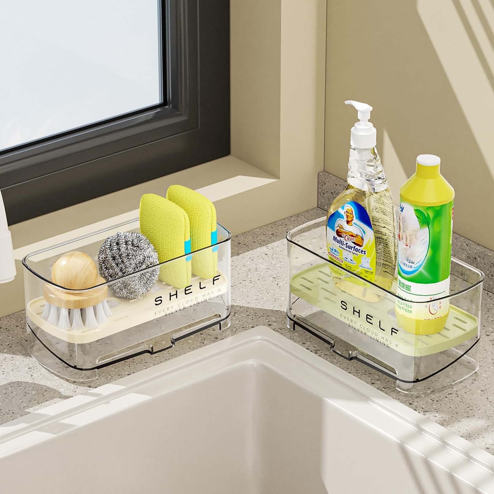 Transparent Kitchen Sink Rag Rack - Sponge Drain Storage Rack for Faucet and Sink Area