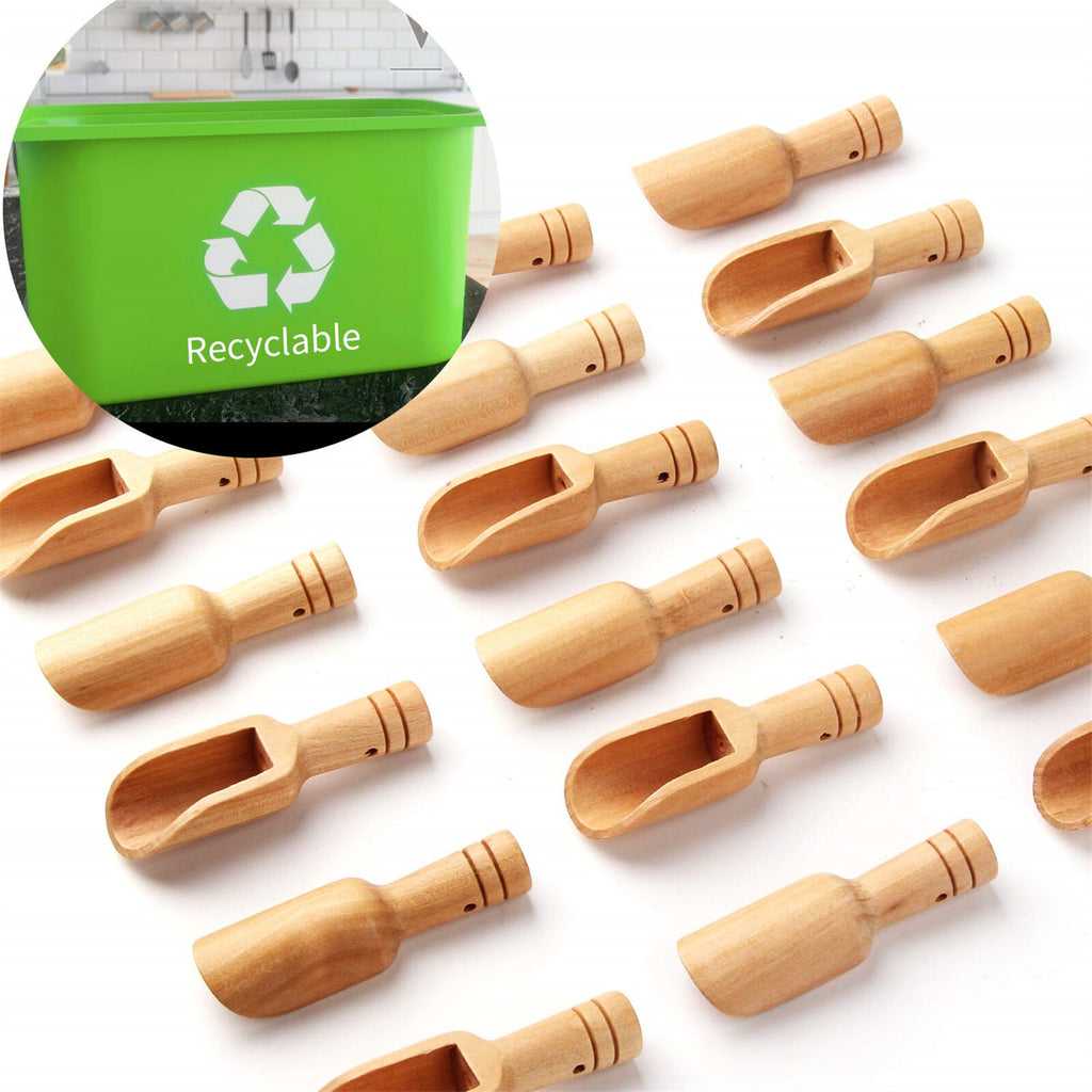 30PCS Mini Wooden Scoop Spoon – Small Salt Sugar Coffee Candy Bath Salt Spoon (7.5cm)
