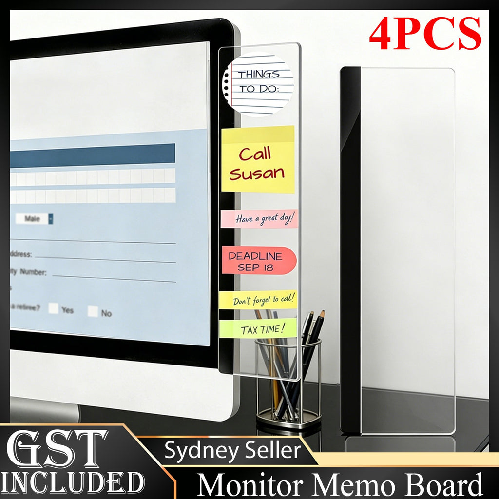 4pcs Acrylic Computer Monitor Right Side Memo Board, for Sticking Notes, Memos