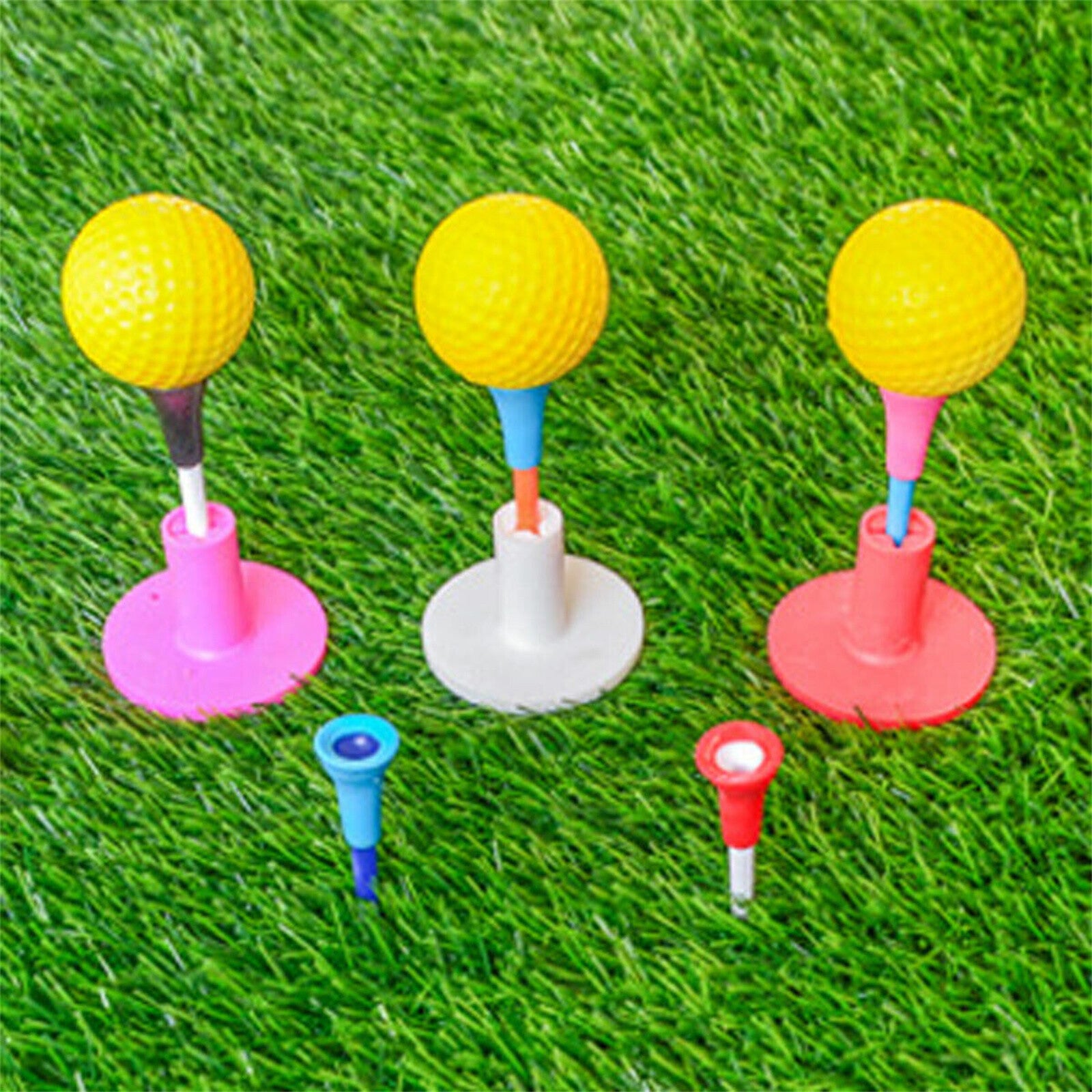 60 Pack 83mm Golf Tees with Rubber Cushion Top – Multi Color Durable Plastic Golf Tees