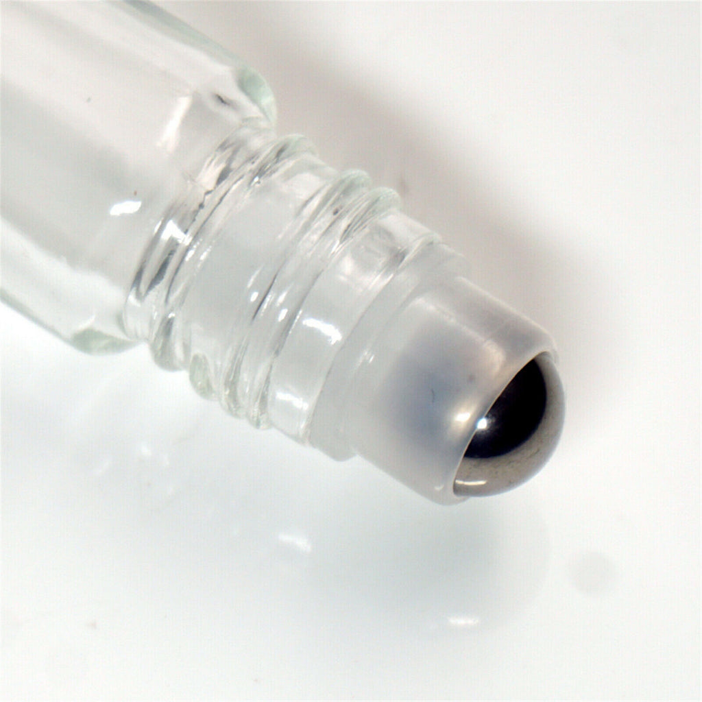 12PCS 10ml Clear Glass Roll On Bottles Set - Essential Oil Roller Bottles with Brush Funnel and Labels