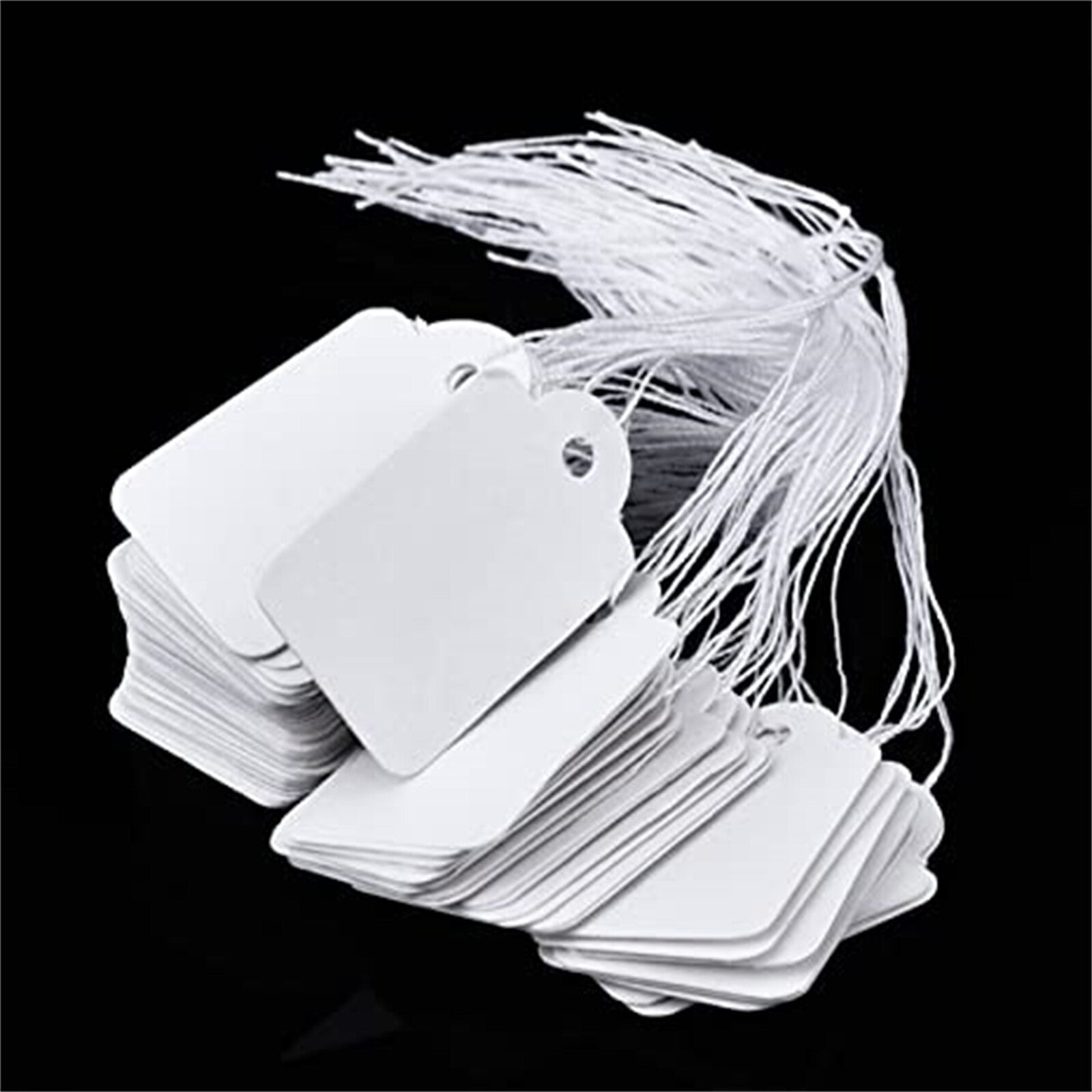 500PCS White Paper Jewelry Clothes Label Price Tags With Elastic String 33x1500pcs White Paper Price Tags with Elastic String | Jewelry & Clothing Hanging Labels 33x18mm8mm
