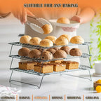 3-Tier Stackable Baking Cooling Rack Collapsible Iron Wire Rack for Baking