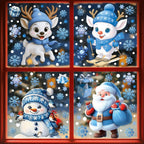 Christmas Window Stickers Winter Snowman Santa Claus Snowflake Elk Static OD