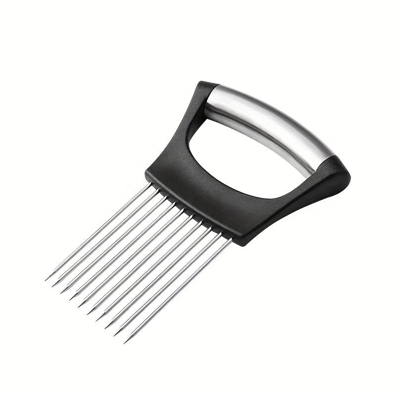 3PCS Food Slice Assistant Onion Slicer Holder - Stainless Steel Vegetable and Meat Cutter Guide
