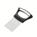 3PCS Food Slice Assistant Onion Slicer Holder - Stainless Steel Vegetable and Meat Cutter Guide