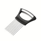 3PCS Food Slice Assistant Onion Slicer Holder - Stainless Steel Vegetable and Meat Cutter Guide