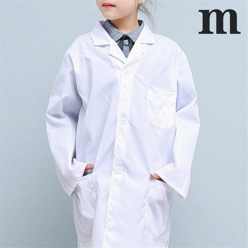 Kids lab coat front view with button fastening