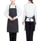 3PCS Striped Kitchen Apron with 2 Pockets – Unisex Chef Cooking BBQ Apron Washable