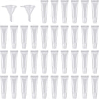 50PCS Clear Lip Gloss Squeeze Bottles 8ml - Empty Lip Balm Tube Containers with 6 Funnels