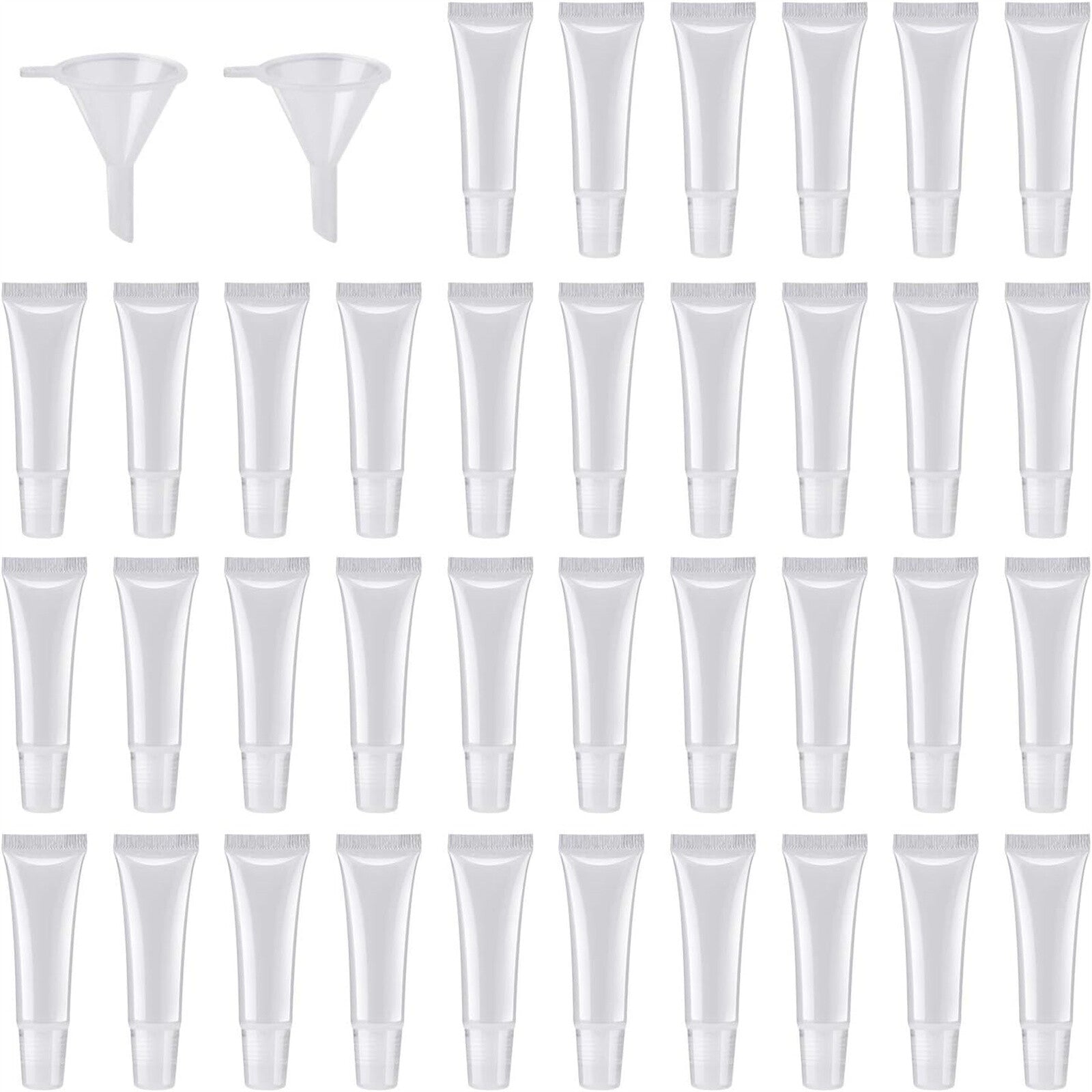 50PCS Clear Lip Gloss Squeeze Bottles 8ml - Empty Lip Balm Tube Containers with 6 Funnels