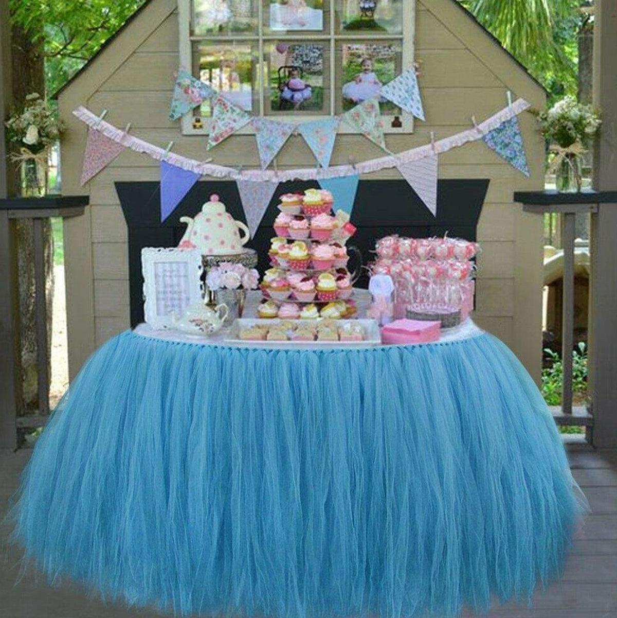 Light purple tulle table skirt colour option