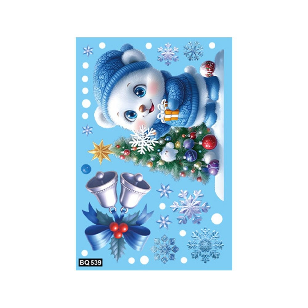 Christmas Window Stickers Winter Snowman Santa Claus Snowflake Elk Static OD