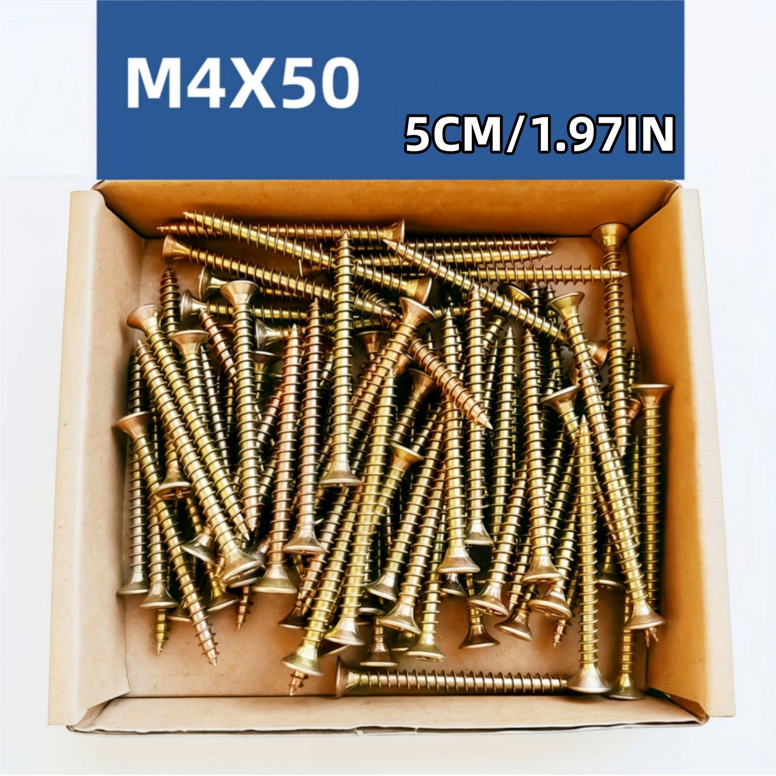 100PCS M4 Chipboard Screws – Carbon Steel Phillips Flat Head Self-Tapping Wood Screws (50mm / 60mm)