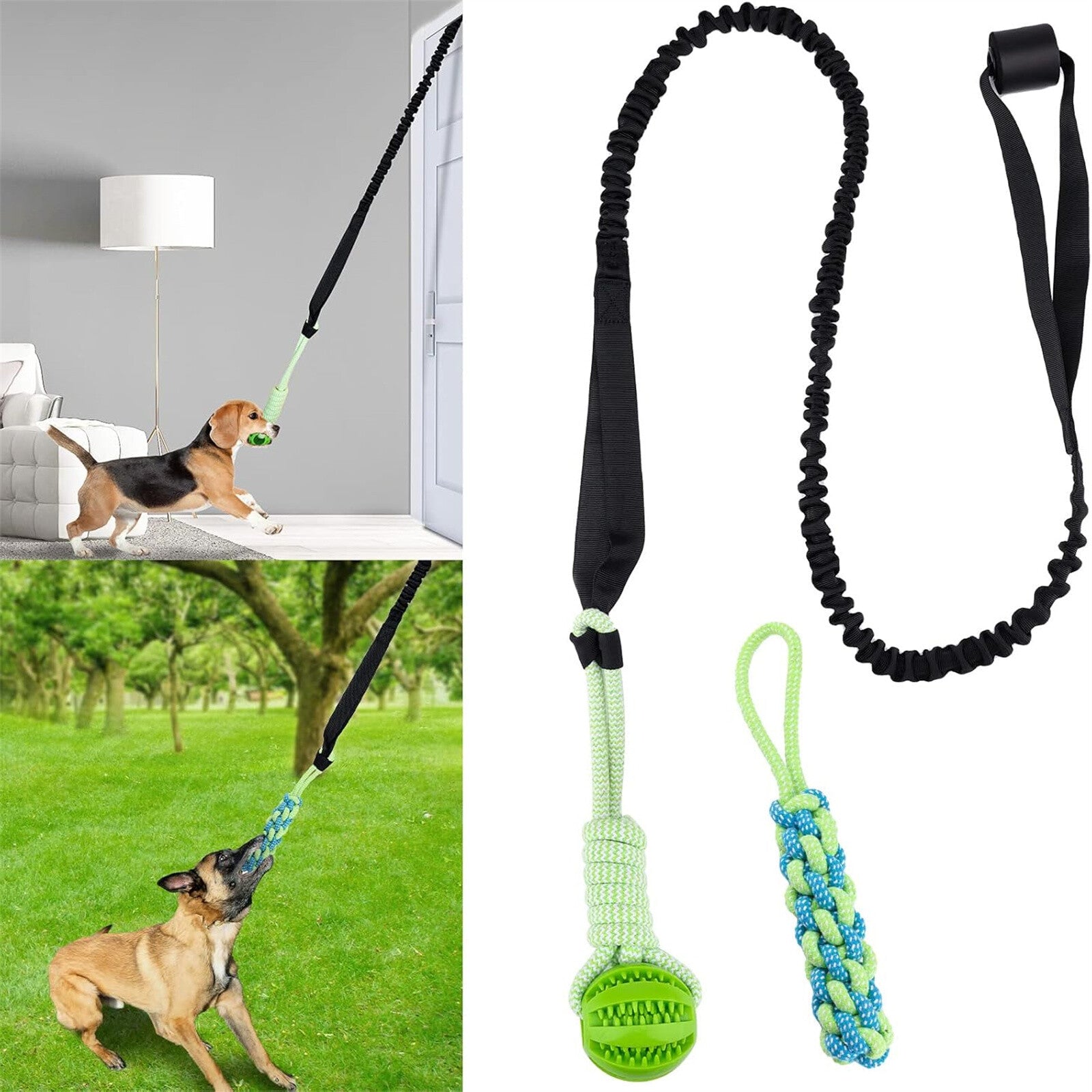 2 Set Interactive Dog Tug Toy Rope – Hanging Bungee Pull Toy for Indoor and Outdoor Play