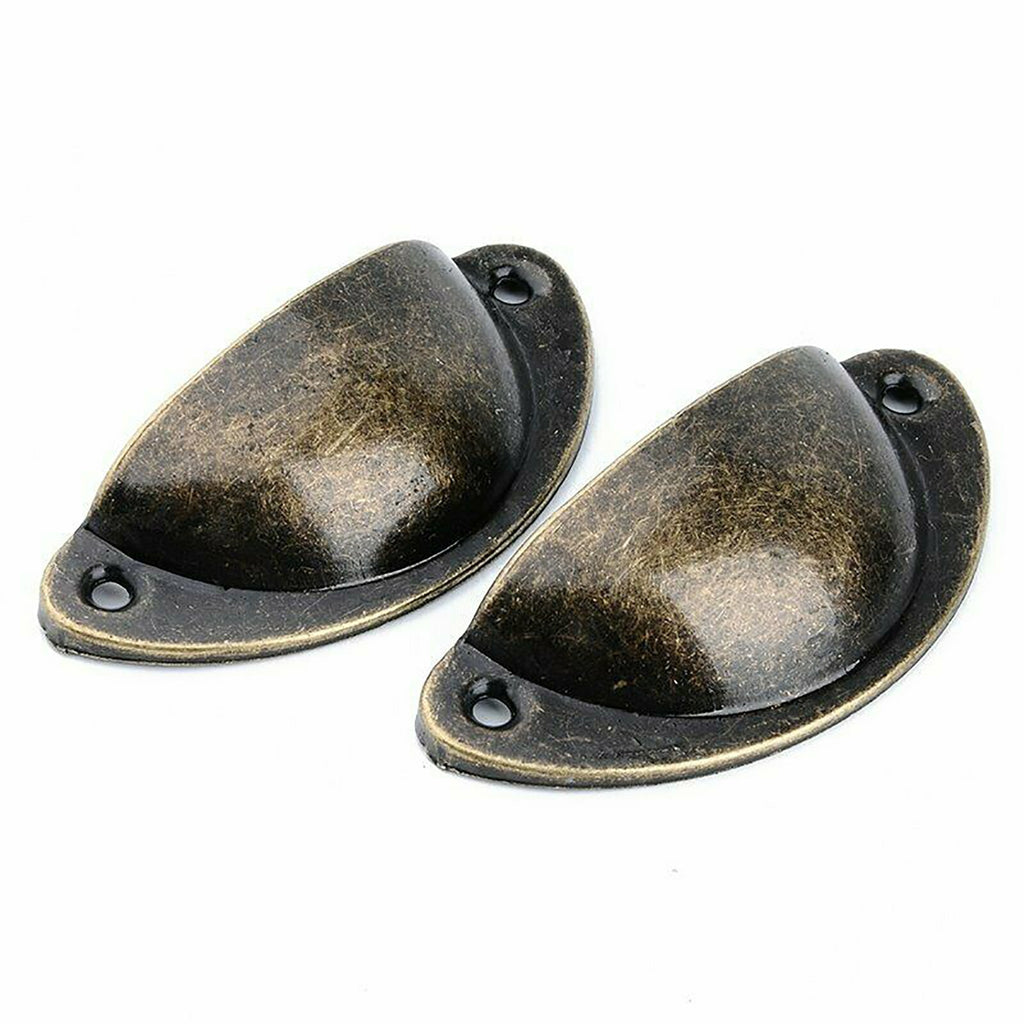 60pcs Vintage Drawer Cup Pull Handles | Matte Brown Cabinet Dresser Handles