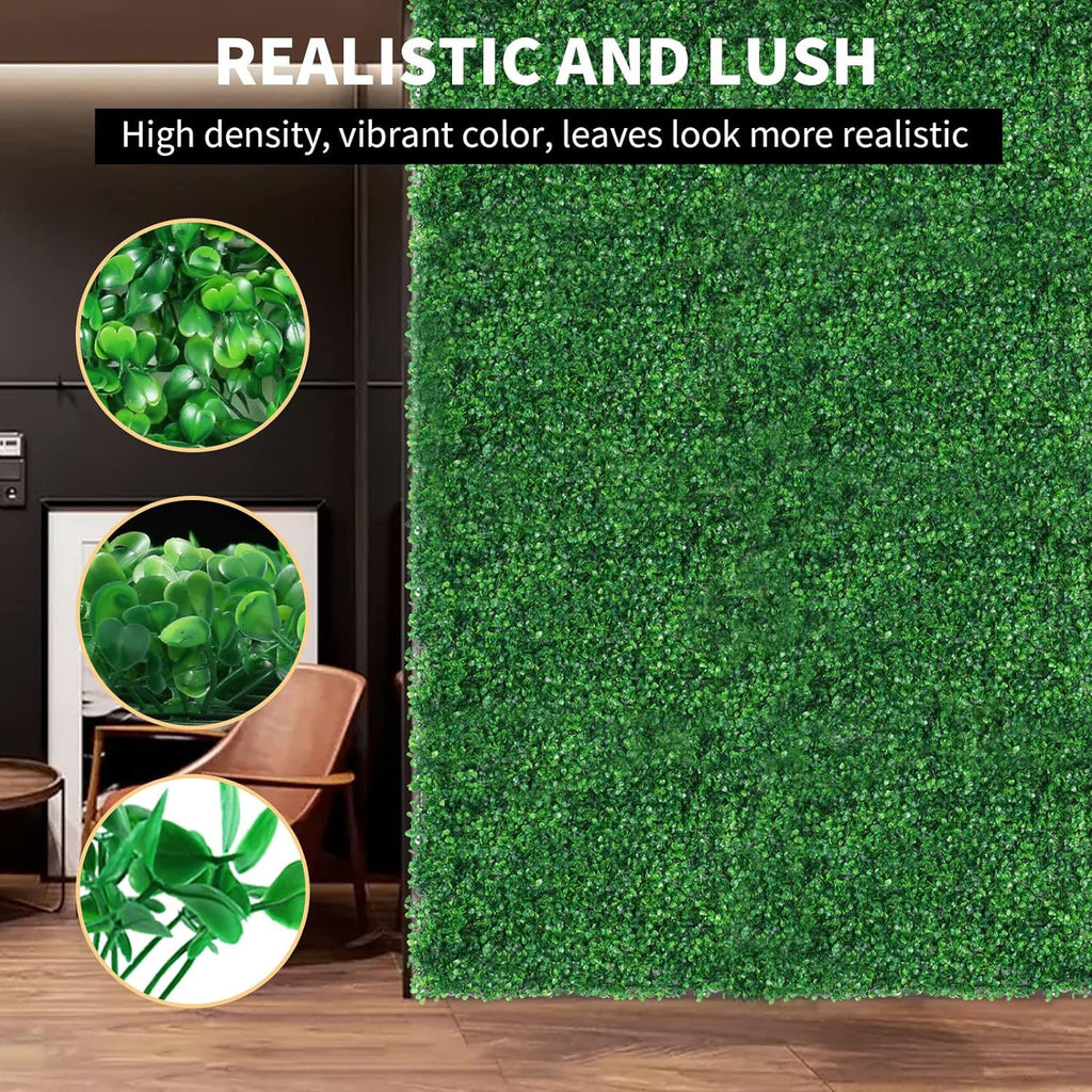 4PCS Artificial Plant Wall Panels 60x40cm - Fake Grass Hedge Vertical Garden Ivy Mat