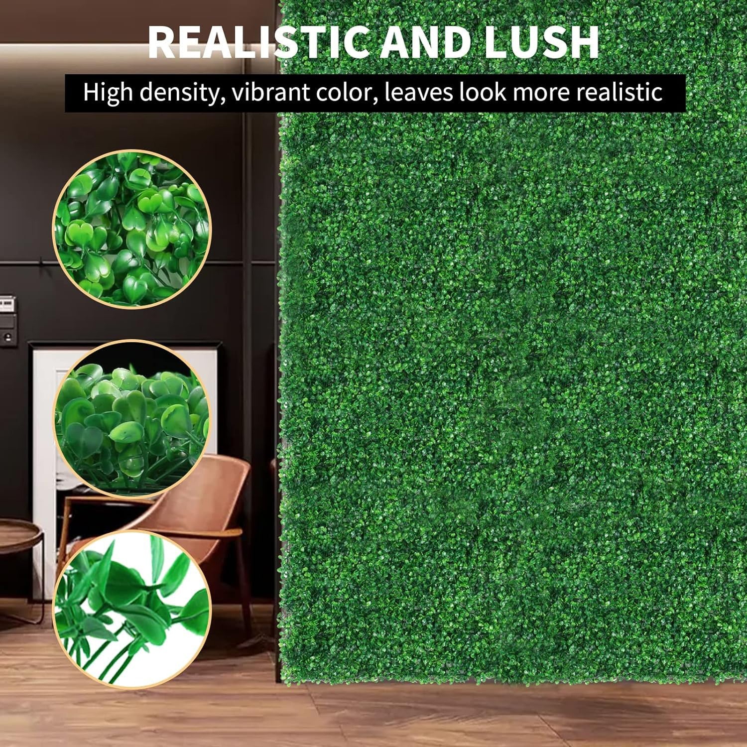 4PCS Artificial Plant Wall Panels 60x40cm - Fake Grass Hedge Vertical Garden Ivy Mat